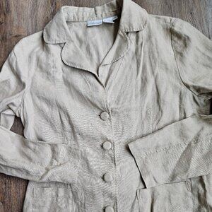 VTG Spiegel 100% Linen Jacket Size 12 Beige Minimalist Y2K Safari Utility 90s